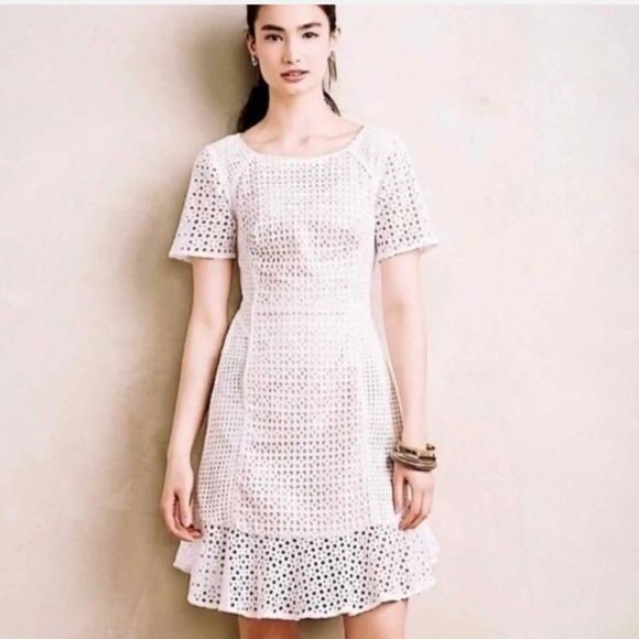 Anthropologie HD in Paris Georgia White Eyelet Dress - size 4 - Picture 2 of 6